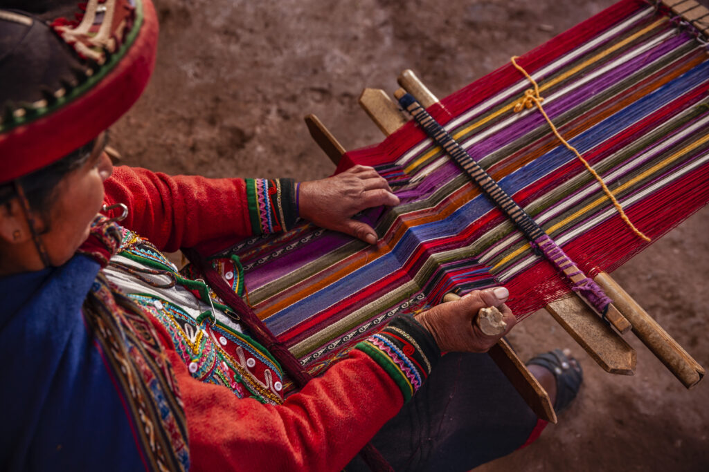 Peruvian woman weaving, The Sacred Valley, Chinchero
