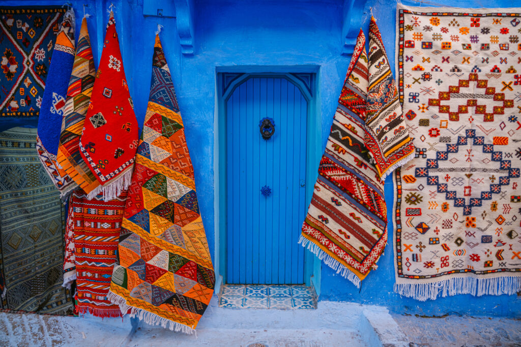 Blue Door Fringed Moroccan Rugs Display